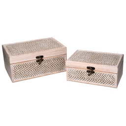 [S-V5035480000] Scatola rettangolare in legno sbiancato 1-2 cm30x20h14