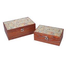 [S-V5925390000] Scatola in legno verde con bordo marrone 24x16h9,3 cm