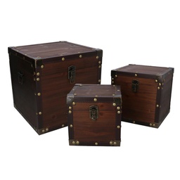 [S-V5035860000] Scatola legno ecopelle marrone - 20x20x20 cm