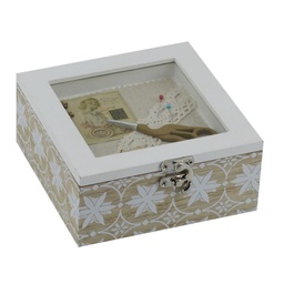 [S-V5920220000] Scatola in legno rosina naturale quadro 15x15x7 cm