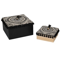 [S-V5923420000] Scatola Legno Tessuto Maori 1-2 Quadro 18x18x10 cm