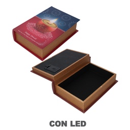 [S-V6146160000] Scatola libro ecopelle con led rettangolare 29x20x8 cm