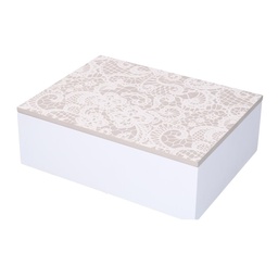 [S-V5925160000] Scatola portathe legno bianco mandala rettangolare 6 scomparti 22x17x7,5 cm