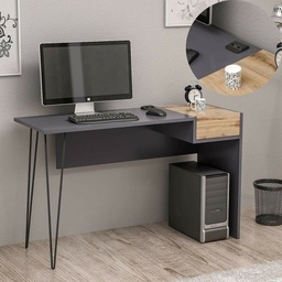 [S-FZ97121] Scrivania Candy antracite noce porte usb 121x45