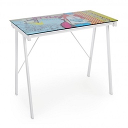[S-B5710317] Scrivania Young Cartoon in Vetro 113x58 cm