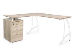 [S-B0710376] Scrivania angolo con cassettiera legno Kavita - 151,5x55x76 cm