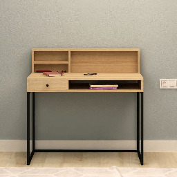 [S-FZ99159] Scrivania rovere nero con cassetto Nasus