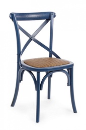 [S-B0743233] Sedia in Legno di Olmo con Seduta Imbottita in Rattan Naturale