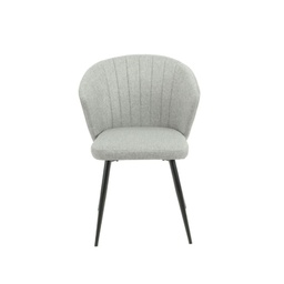 [S-FZ99316] Sedia Imbottita Krid in Tessuto Grigio Chiaro con Piedi in Metallo Nero L 44 x P 41 x H 82 cm