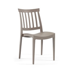 [S-FZ98315] Sedia Sara in Polipropilene Tortora Resistente UV e Umidità L44 x P51 x H79 cm