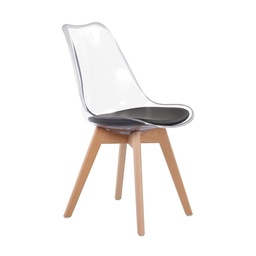 [S-FZ99850] Sedia Trasparente in PET con Gambe in Legno  82x46x53 cm