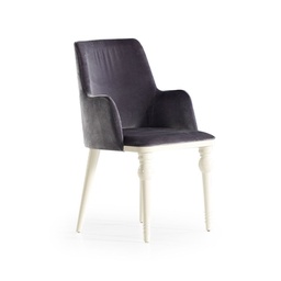 [94570] Sedia Zen vellutino grigio e gambe bianco
