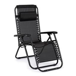 [S-B0815028] Sedia a sdraio pieghevole Martin nero da esterno - Dimensioni: 65x176x80 cm