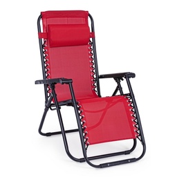 [S-B0815025] Sedia a sdraio Martin rosso da esterno - Dimensioni: 65x176x80 cm