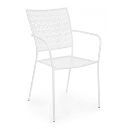 [S-B0802460] Sedia con braccioli da esterno bianca Jodie - Dimensioni: 57x55x89 cm
