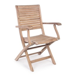 [S-B0804381] Sedia con braccioli in legno stile naturale