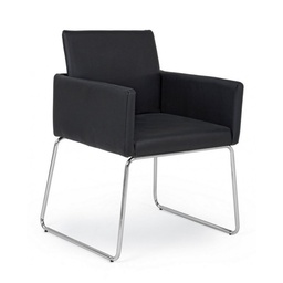 [S-B0733217] Sedia con braccioli in similpelle Nero SIXTY 60x54x h80,5 cm