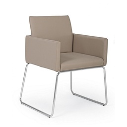 [S-B0733219] Sedia con braccioli in similpelle Tortora SIXTY 60x54x h80,5 cm