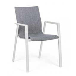 [S-B0663039] Sedia da giardino esterno impilabile bianco grigio - Dimensioni 55.5 x 60 x 83 cm