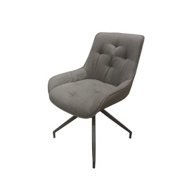 [S-FZ99793] Sedia da pranzo grigia con schienale in ecopelle scura e gambe nere