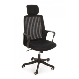 [S-B0710637] Sedia da ufficio con braccioli Laurent nero - Misure: 59x63,5x114/124 cm
