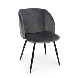 [S-B0733045] Sedia in velluto grigio con dimensioni 53x60x82 cm