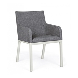 [S-B0663041] Sedia in alluminio verniciata a polvere grigio 55x62x82h