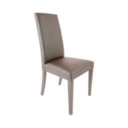 [87809] Sedia in legno in tinta rivestita in ecopelle tortora  47x47xh.101 cm