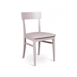 [S-OM/172/GC] Set di 4 sedie in legno laccato grigio chiaro con seduta in similpelle, 45x44x82 cm