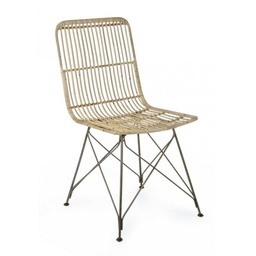 [S-B0671474] Sedia contemporanea in acciaio e kubu naturale LUCILA 45x55x h85 cm