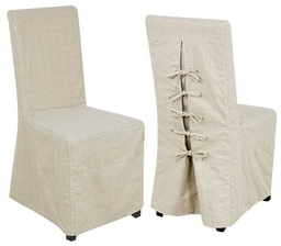 [S-V9135230000] Sedia in tessuto beige con mini riga - Elegante arredamento per la tua sala giorno o cucina - Misure: 47x57x100 cm