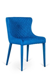 [S-OM/224/BL] Set di 4 sedie in tessuto blu 58x50.5x83 cm con struttura in metallo