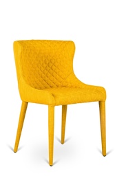 [S-OM/224/GI] Set di 4 sedie in tessuto giallo con struttura in metallo, dimensioni 58x50.5x83 cm