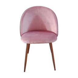 [S-FZ99842] Sedia in tessuto rosa con gambe in metallo oro rosa  78x47x57 cm