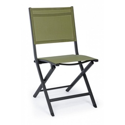 [S-B0662547] Sedia pieghevole per esterno in alluminio antracite verde 47x57x h88 cm