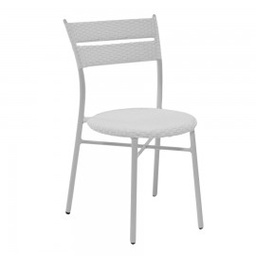 [S-V6432590000] Sedia da giardino bianca in polirattan, 45 x 56 x h86 cm