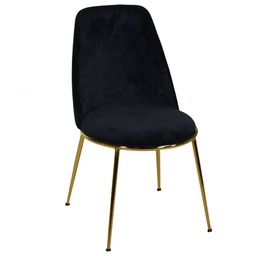 [S-V2807280000] Sedia Salotto Design in Velluto e Metallo Oro Rotterdam Nero - Dimensioni 49x56 cm