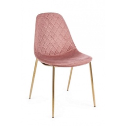 [S-B0733308] Sedia salotto in velluto rosa con gambe oro