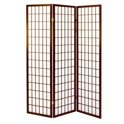 [S-V42030500NO] Separé a tre ante in carta di riso colore noce - Dimensioni: 45x180 cm