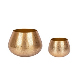 [S-B0182970] Set 2 porta vaso oro in alluminio stile industriale