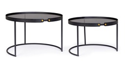 [S-B0746857] Set 2 tavolini moderni nero Zeina