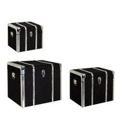 [S-B0720374] Set 3 bauli nero in legno stile atmosphere - Misure: 61x48x51 cm, 51x39x41 cm, 41x30x31 cm