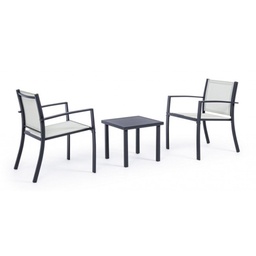 [S-B0662993] Set 3 pezzi da giardino salotto in metallo Auri antracite - Dimensioni: 58x58x75 cm (sedie), 45x45x38 cm (tavolino)