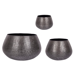 [S-B0182953] Set 3 porta vaso nero in alluminio stile industriale