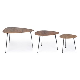 [S-B0746485] Set 3 tavolino boscage in legno stile industriale