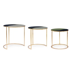 [S-B0746498] Set 3 tavolino in metallo stile atmosphere