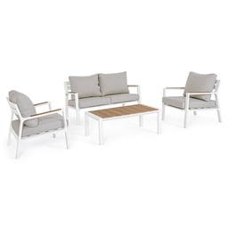 [S-B0663228] Set 4 salotto bianco con cuscino in alluminio