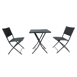 [S-FZ99641] Set WRB015 Tavolo e sedie pieghevoli rattan nero