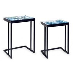 [S-B0740399] Set di due tavolini arredo Bizzotto, dimensioni 40.5x30x56 cm e 45.5x33x62.5 cm