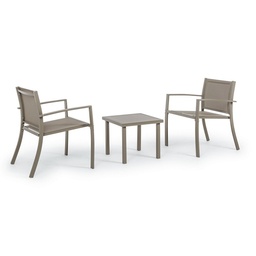 [S-B0662991] Set giardino da 3 salotto metallo tortora Auri